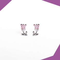 Crystal Tulip Gold Plated Earrings For Girls