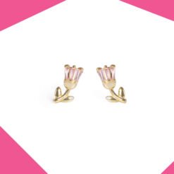 Crystal TulipGold Plated Earrings For Girls