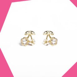 Cherry Flower Gold Plated Earrings For Girls