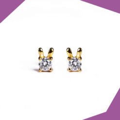 Crystal Bunny Studs Gold Plated Earrings For Girls