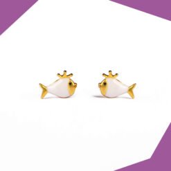 A Fish with a Crown Gold Plated Earrings For Girls