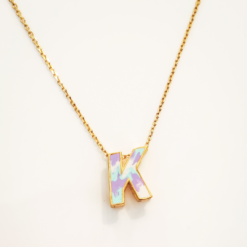 RAINBOW ALPHABET (K) GOLD PLATED PENDANT FOR KIDS