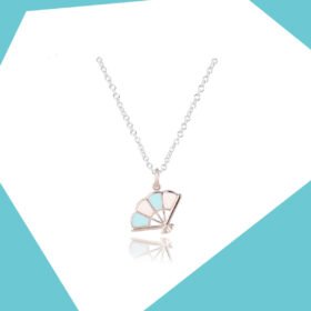 HAND FAN GOLD PLATED PENDANT SET FOR GIRLS