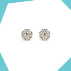 DIAMOND CLUSTER STUDD GOLD EARRINGS (YG) FOR BABY GIRL