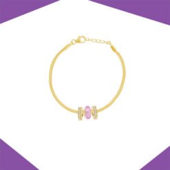 HIDDEN HEARTS AND PINK CRYSTAL GOLD PLATED BRACELET FOR GIRLS