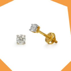 ROUND DIAMOND GOLD EARRINGS (YELLOW GOLD) FOR BABY GIRL
