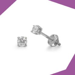 ROUND DIAMOND AND GOLD EARRING (WHITE GOLD) FOR BABY GIRL