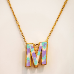 RAINBOW ALPHABET (M) GOLD PLATED PENDANT FOR KIDS