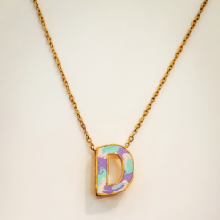 RAINBOW ALPHABET (D) GOLD PLATED PENDANT FOR KIDS