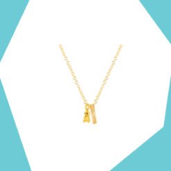 A TEDDY TO HUG AND NAME BAR SET (YELLOW GOLD)