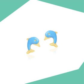 BLUE DOLPHIN GOLD EARRINGS FOR BABY GIRL