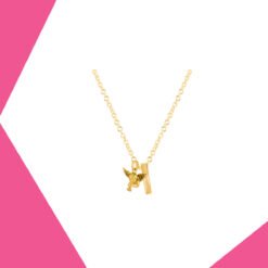 BABY ANGEL AND NAME BAR SET (YELLOW GOLD)
