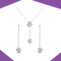 DUET FLOWER GOLD PLATED NECKLACE AND EARRINGS SET FOR GIRLS