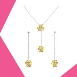 DUET FLOWER GOLD PLATED NECKLACE AND EARRINGS SET FOR GIRLS