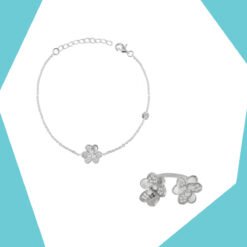 DUET FLOWER GOLD PLATED BRACELET AND RING SET FOR GIRLS