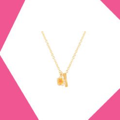 FIRANGIPANI FLOWER AND NAME BAR SET (YELLOW GOLD)