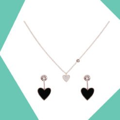 FLIPPING HEART GOLD PLATED NECKLACE AND EARRINGS SET FOR GIRLS