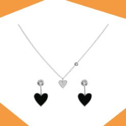 FLIPPING HEART GOLD PLATED NECKLACE AND EARRINGS SET FOR GIRLS