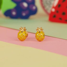 PINA PINEAPPLES (YELLOW) GOLD EARRINGS FOR BABY GIRL
