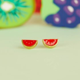 WATERMELON WEDGE GOLD EARRINGS FOR BABY GIRL