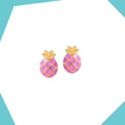 PINA PINEAPPLES (PINK) GOLD EARRINGS FOR BABY GIRL