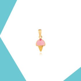 STRAWBERRY ICE CREAM ON CONE GOLD PENDANT FOR BABY GIRL