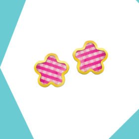 THE ENGLISH FLOWER (FUSCHIA) GOLD EARRINGS FOR BABY GIRL