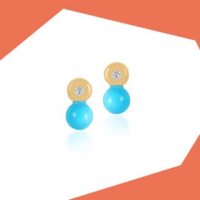 TURQUOISE TOUCH GOLD EARRINGS FOR BABY GIRL