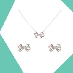 THE ELABORATE BOW GOLD PLATED NECKLACE AND EARRINGS SET FOR GIRLS