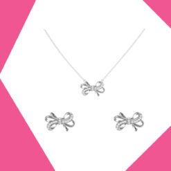 THE ELABORATE BOW NECKLACE AND EARRINGS GOLD PLATED SET FOR GIRLS