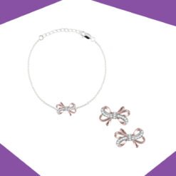 THE ELABORATE BOW GOLD PLATED EARRINGS AND BRACELET SET FOR GIRLS