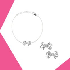 THE ELABORATE BOW GOLD PLATED EARRINGS AND BRACELET SET FOR GIRLS