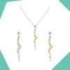 THE TWIRL GOLD PLATED PENDANT AND EARRINGS SET FOR GIRLS