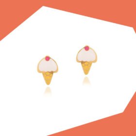 VANILLA ICE CREAM ON CONE GOLD EARRINGS FOR BABY GIRL