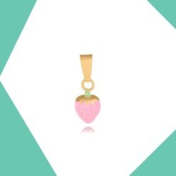 ICED PINK STRAWBERRY GOLD PENDANT FOR BABY GIRL