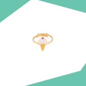VANILLA ICE CREAM ON CONE GOLD RING FOR BABY GIRL