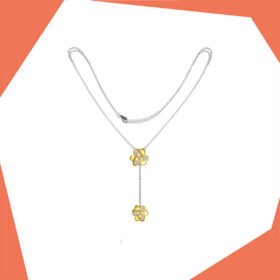 'Duet Flower Gold Plated Necklace For Girls (YG)