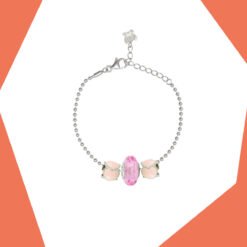 PINK CRYSTAL AND PINK HEART BRACELET GOLD PLATED SET FOR GIRLS