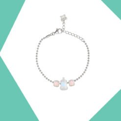 FEEDING BOTTLE AND CUBE OF BLOOMS GOLD PLATED BRACELET SET FOR GIRLS
