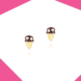 ICE CREAM ON CONE GOLD PLATED EARRINGS FOR GIRLS