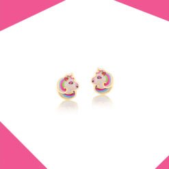 Baby Rainbow Unicorn 9kt Gold Earrings For Girls