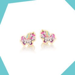 Dancing Unicorn 9kt Gold Earrings For Girls