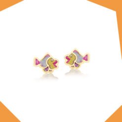 Rainbow Fish 9kt Gold Earrings For Girls